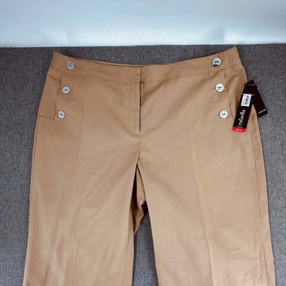 Rafaella Woman Cropped Pants Modern Fit British Khaki Tan Stretch Plus 20W New - Picture 2 of 13